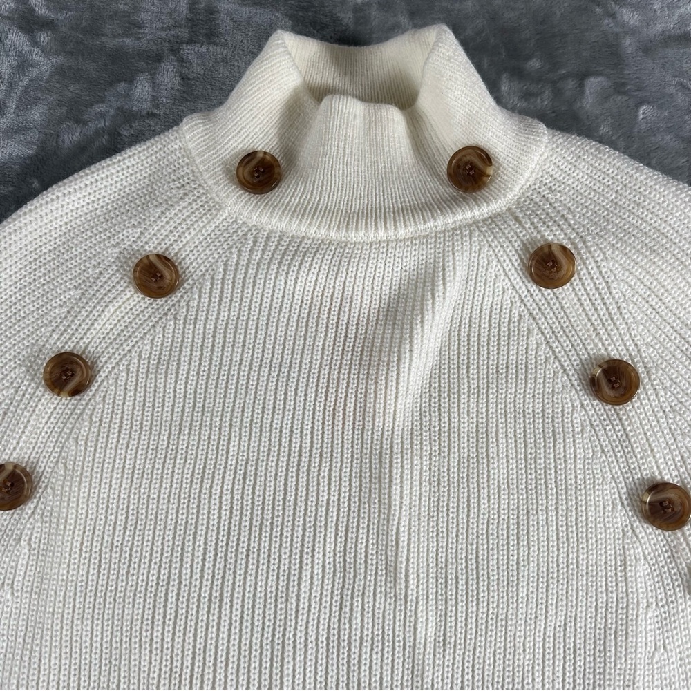NWT Linda Anderson Sweater Women's One Size Cream Shawl Poncho Knit Cape Y2K - Picture 2 of 13